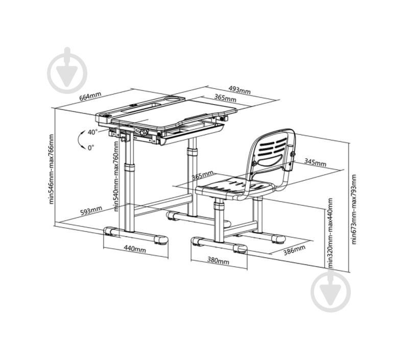 Комплект парта и стул-трансформеры FunDesk Cantare Pink - фото 4