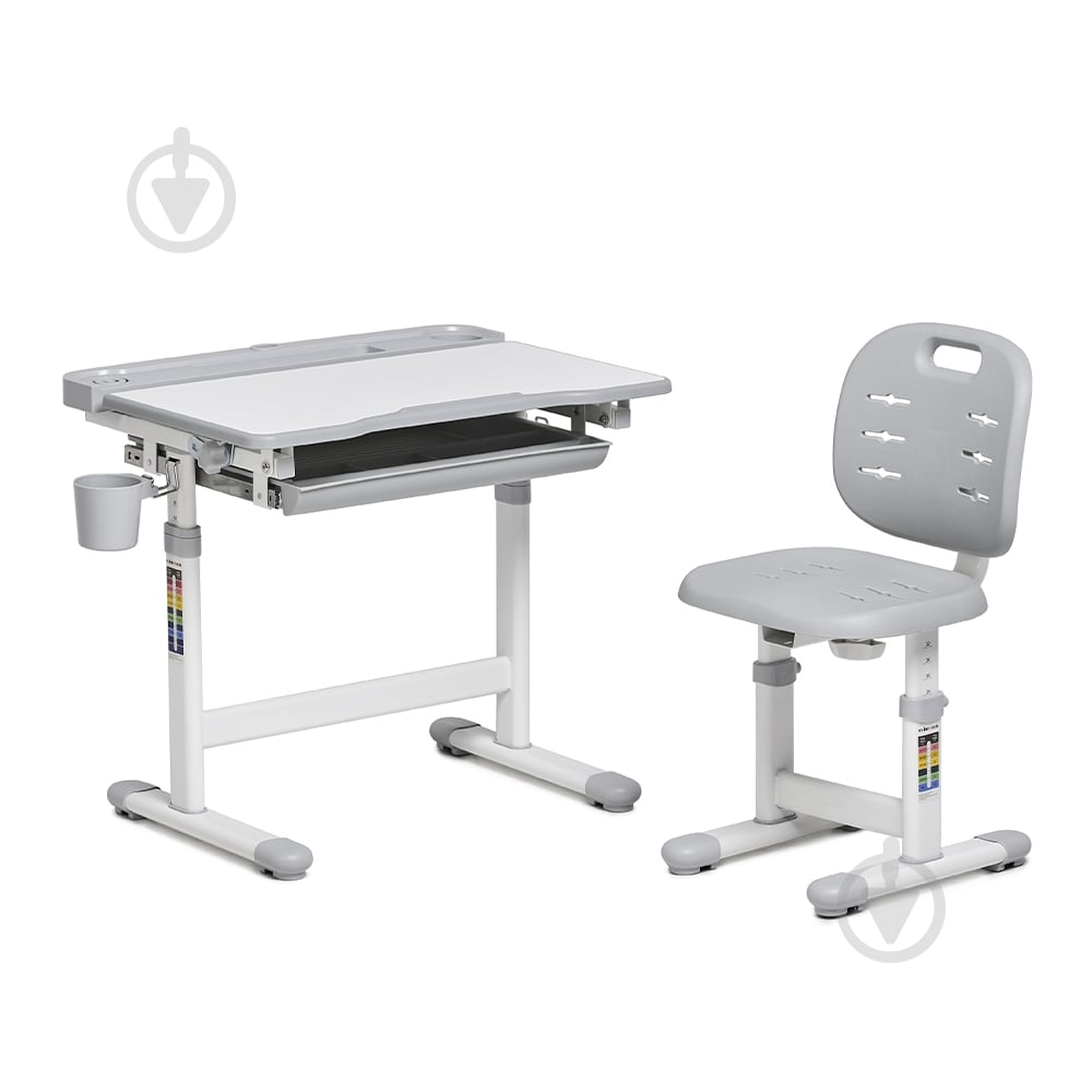 Комплект парта и стул-трансформеры FunDesk Cura Grey - фото 1