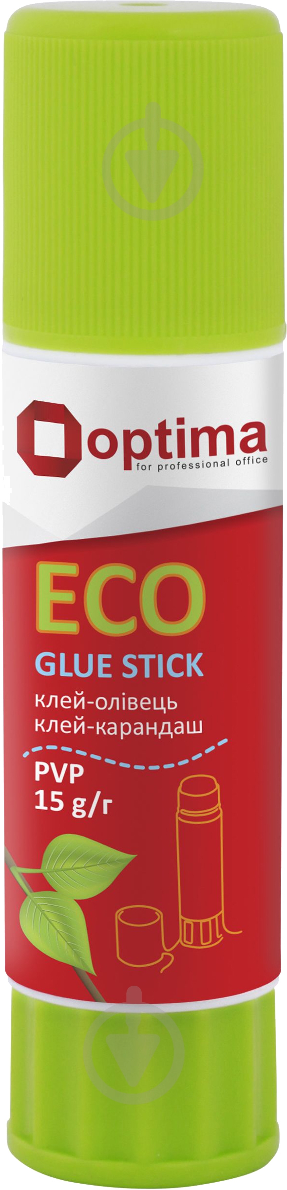 Клей-карандаш основа PVP 15 г (O45214) Optima - фото 1