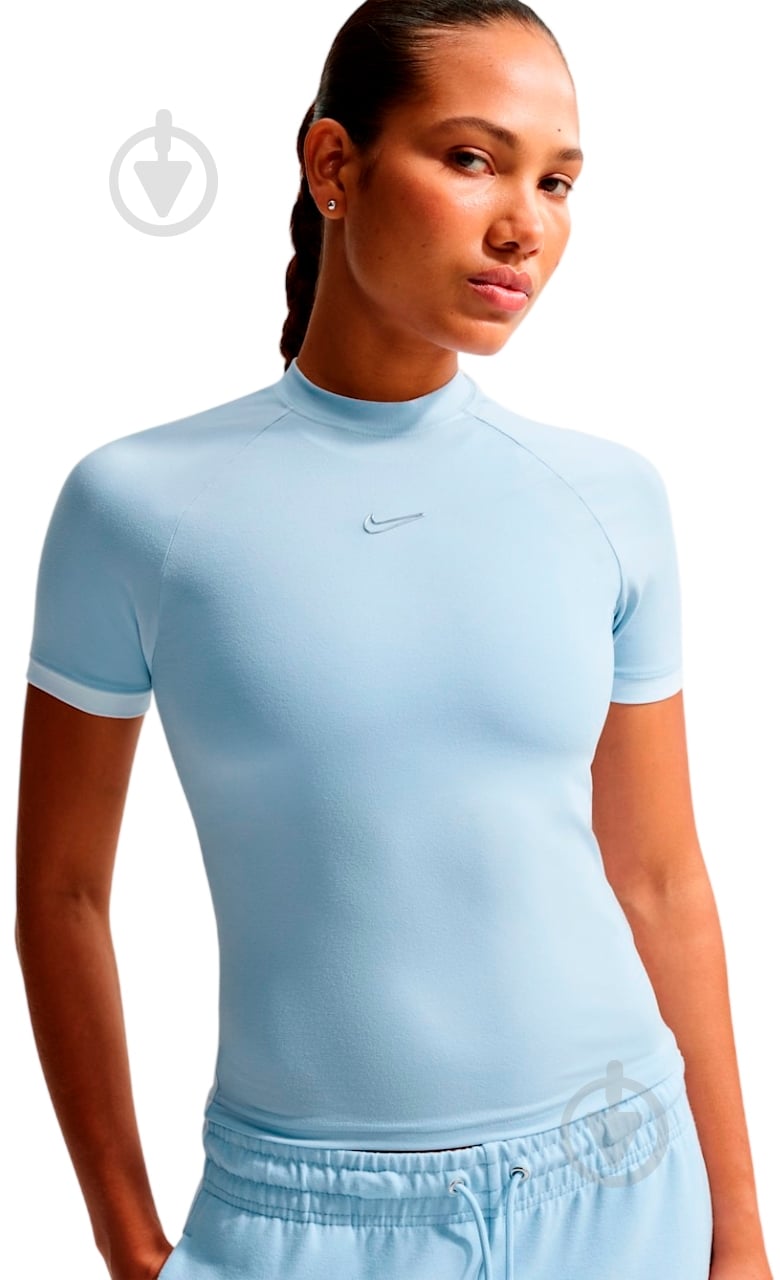 Футболка Nike W NK SS FITTED TOP GLS IO1291-407 р.XS блакитний - фото 1