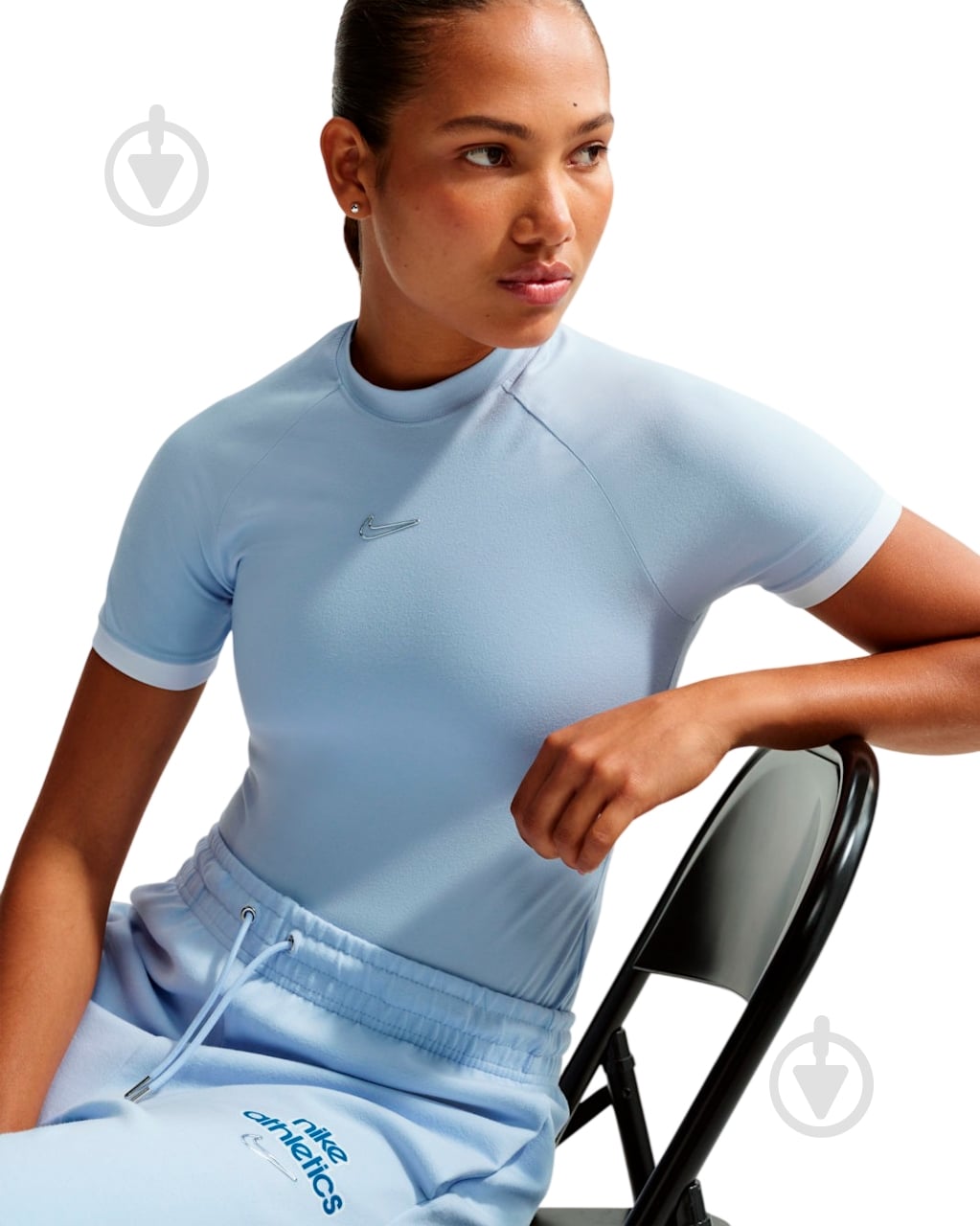 Футболка Nike W NK SS FITTED TOP GLS IO1291-407 р.XS блакитний - фото 5