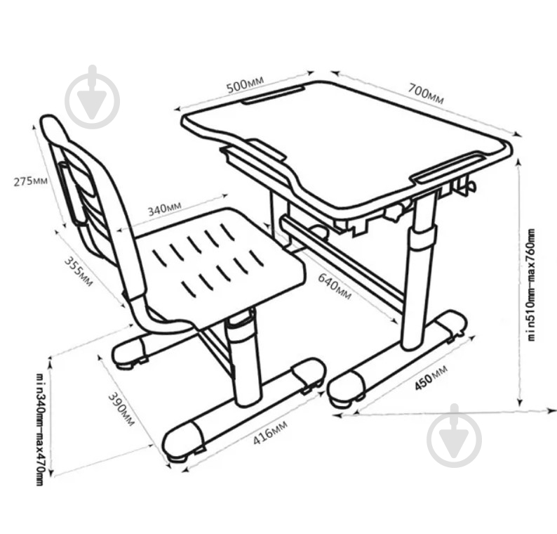 Комплект парта и стул-трансформеры FunDesk Sole Blue - фото 5 Комплект парта и стул-трансформеры FunDesk Sole Blue - фото 5