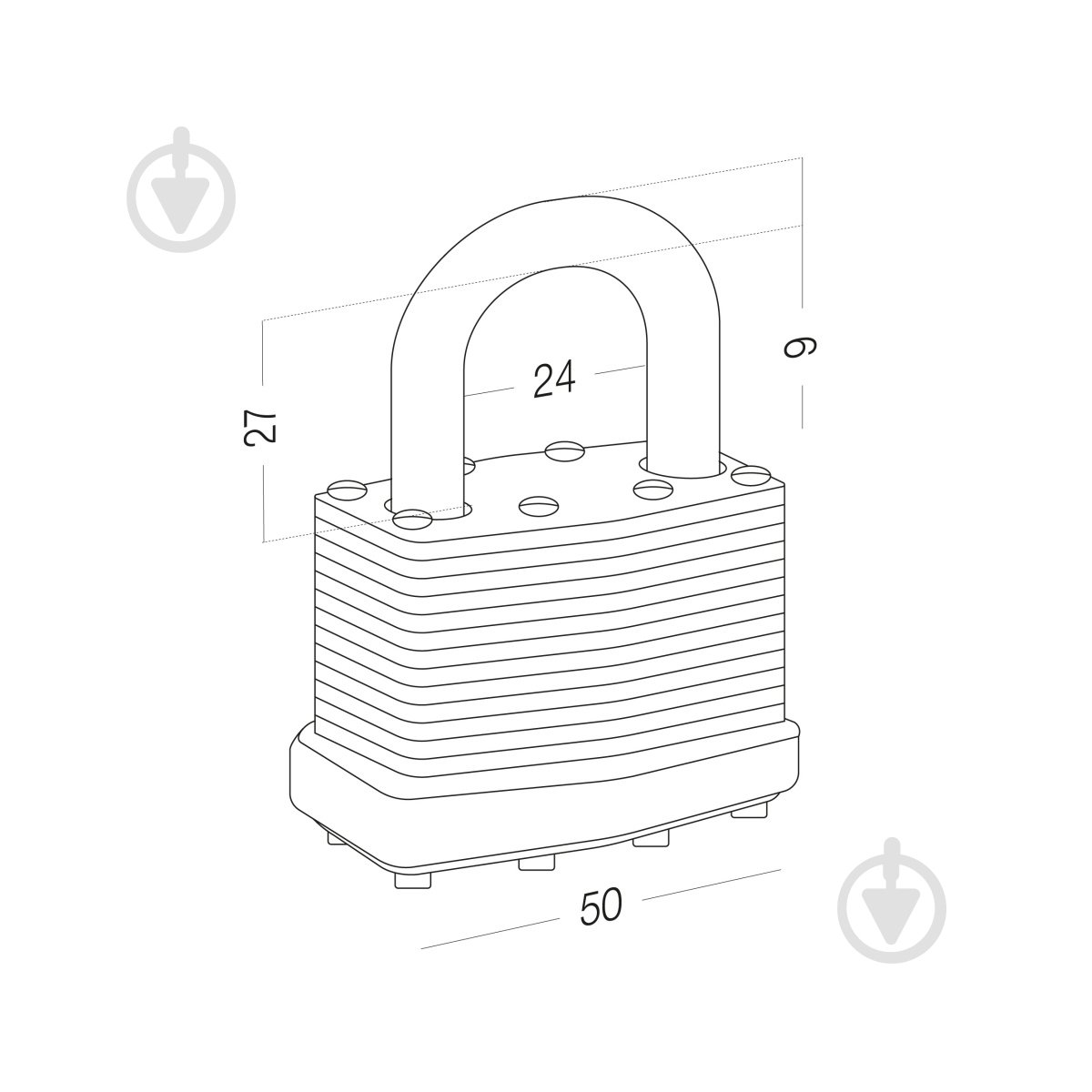 Замок навесной Horst HR-LS-50E открытый (амбарный) - фото 6 Замок навесной Horst HR-LS-50E открытый (амбарный) - фото 6