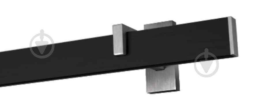 Комплект карниза Quadrum одинарный 9/300 см сталь/черный профиль с черными крючками - фото 1