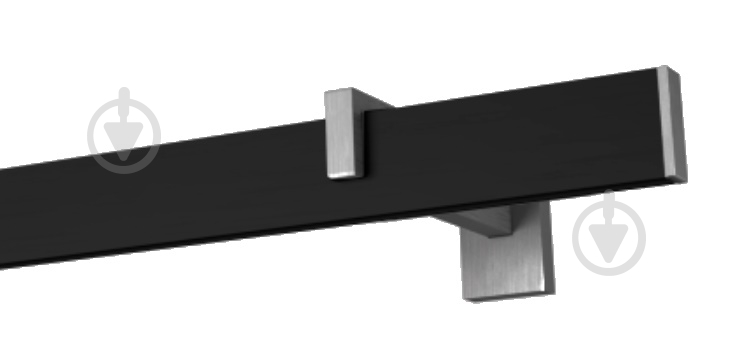 Комплект карниза Quadrum одинарный 15/250 см сталь/черный профиль с черными крючками - фото 1