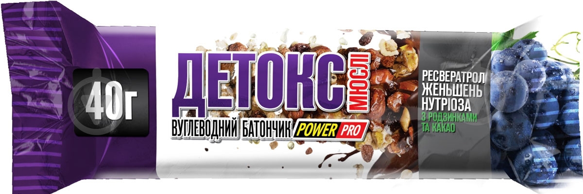 Углеводный батончик POWER PRO Детокс мюсли 40 г - фото 1