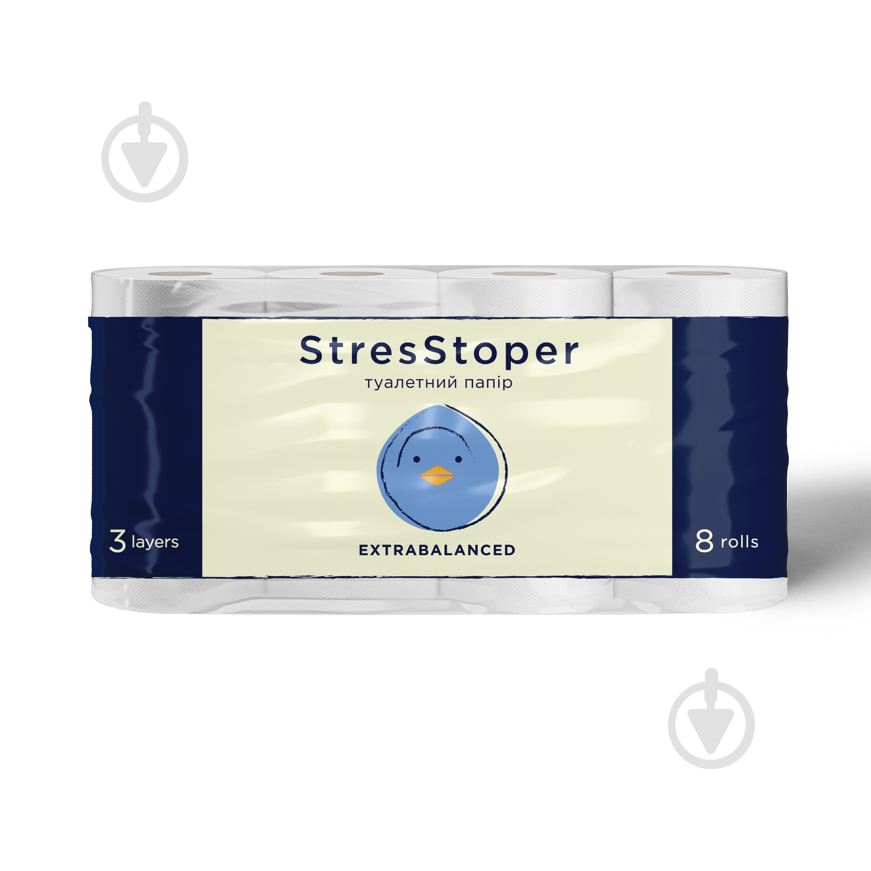 Туалетная бумага Кохавинська папірня StresStoper трехслойная 8 шт. - фото 1