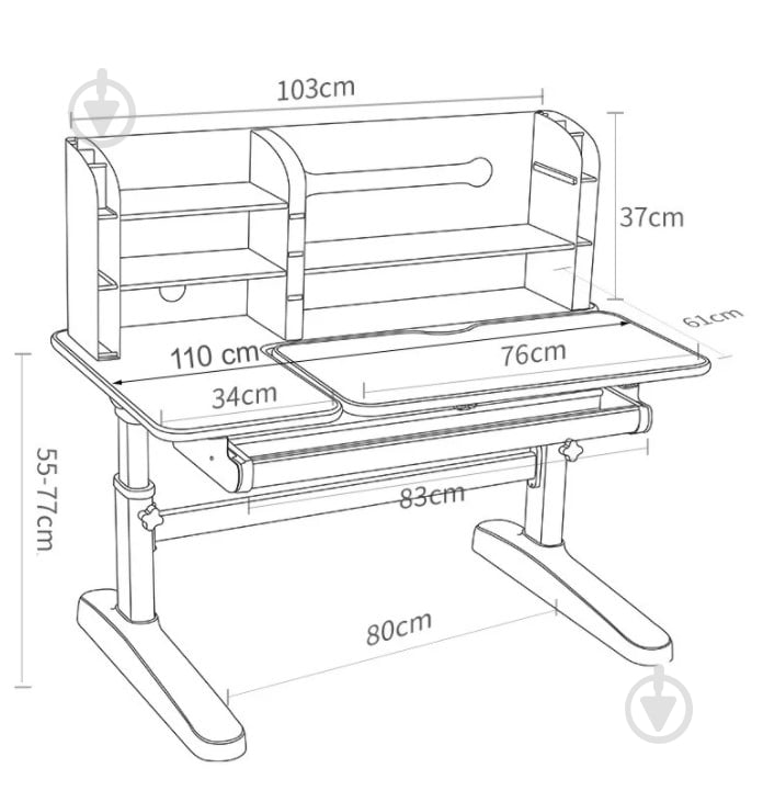 Парта-трансформер FunDesk Amico Grey - фото 4