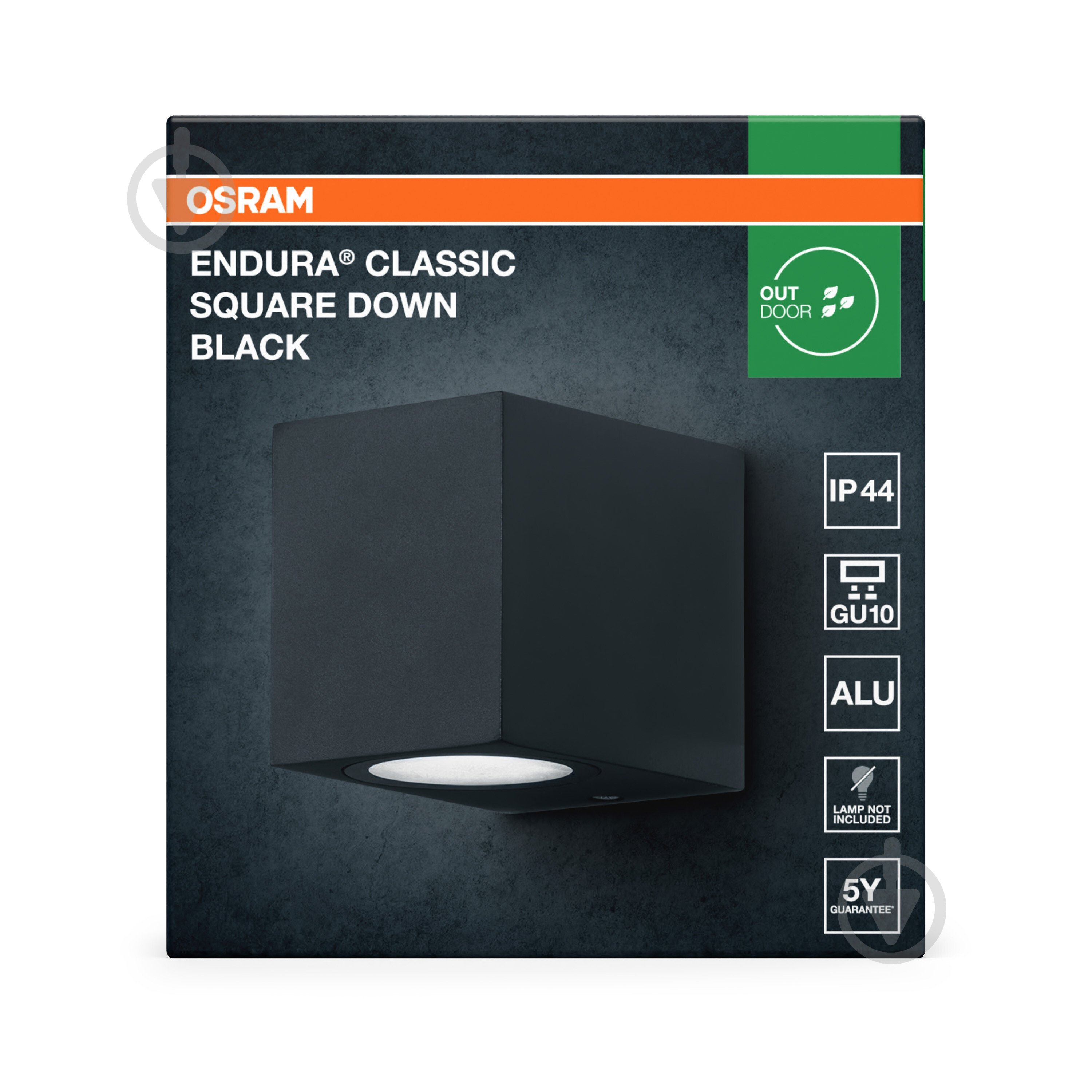 Бра Osram Endura Classic Square Down BK GU10 IP44 чорний - фото 10