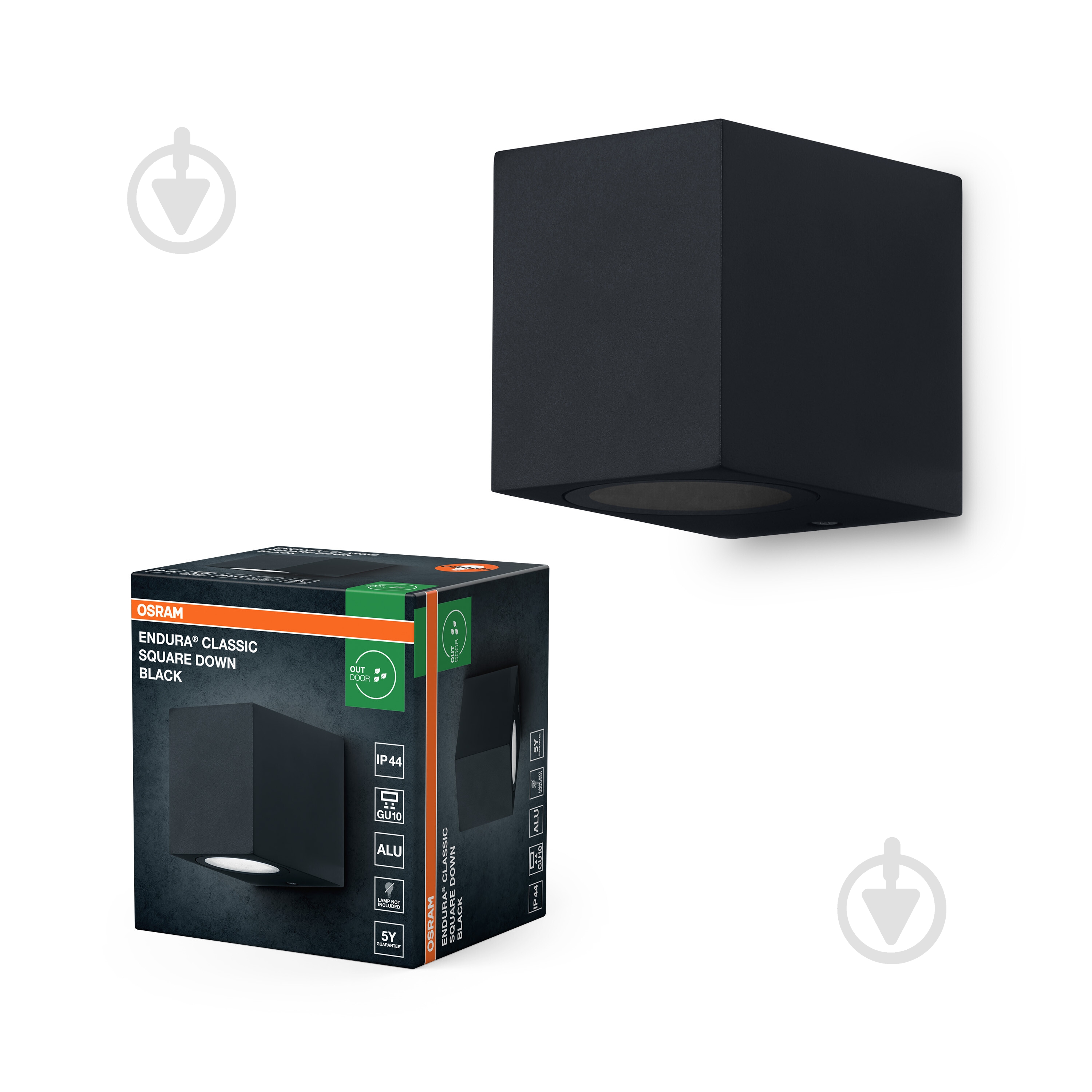 Бра Osram Endura Classic Square Down BK GU10 IP44 чорний - фото 1