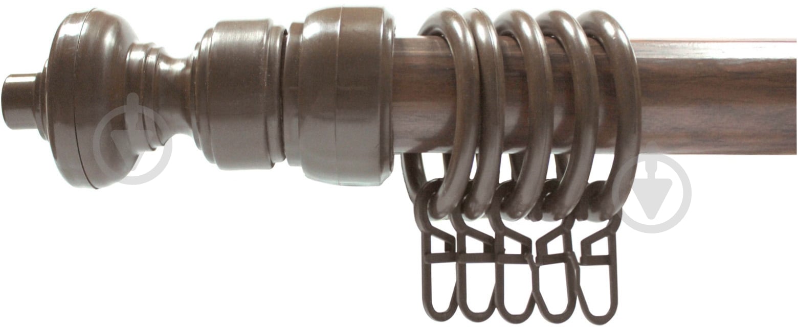 Карниз ОМіС одинарний укомплектований d28 мм 160 см горіх - фото 1