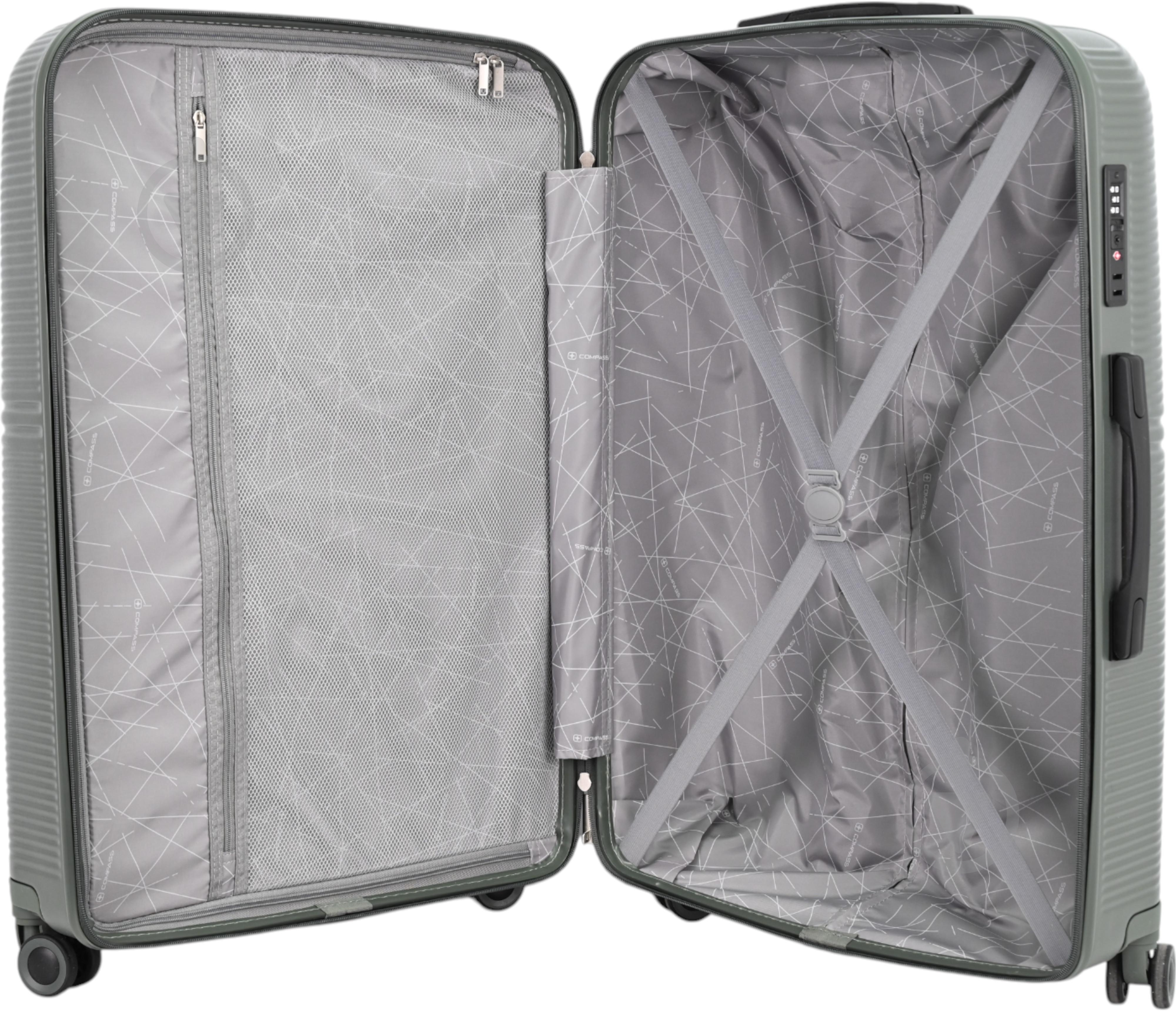 Чемодан Compass MS-2690 90 л оливковый 52x29x77 см L - фото 14