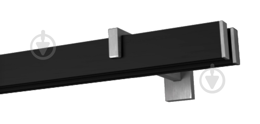 Комплект карниза Quadrum двойной 17/160 см сталь/черный профиль с белыми крючками - фото 1