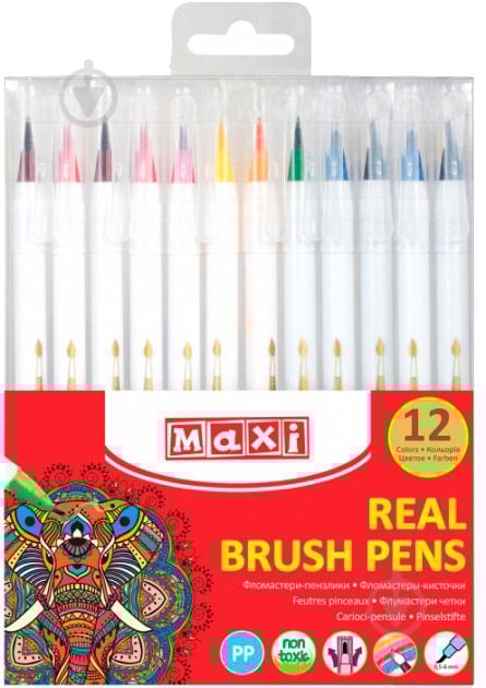 Набор фломастеров Real Brush 12 цветов MX15232 Maxi - фото 1