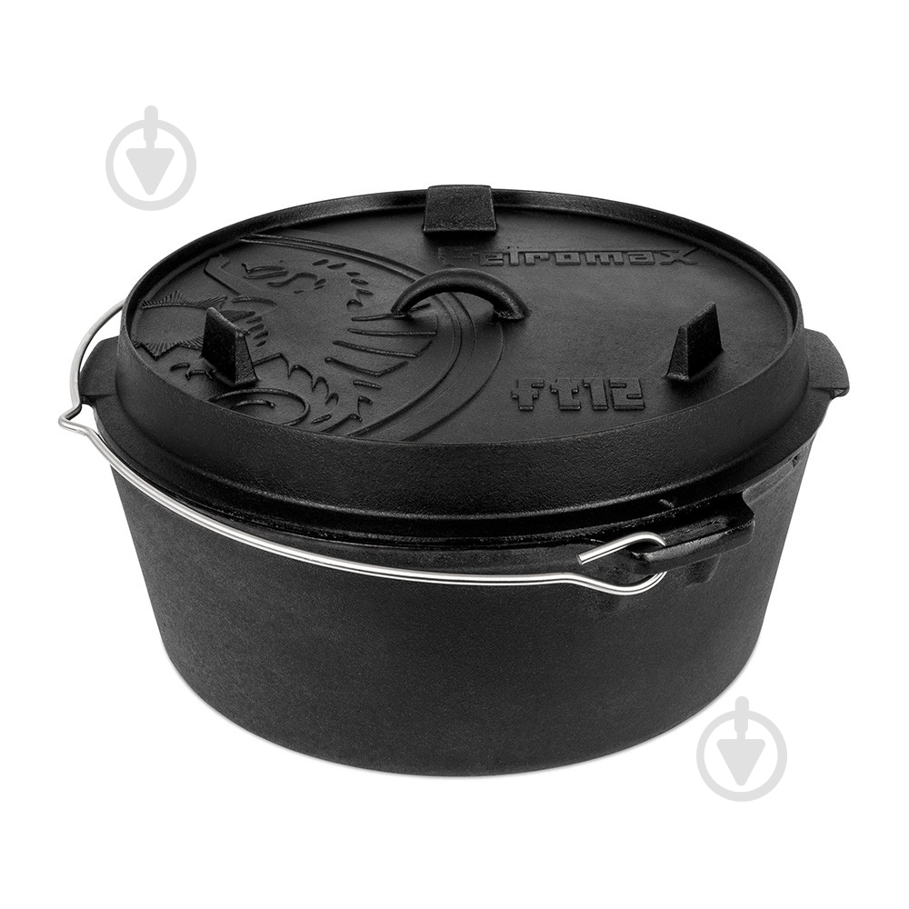 Казан із кришкою Petromax Dutch Oven ft12 плоске дно 10,8 л - фото 1
