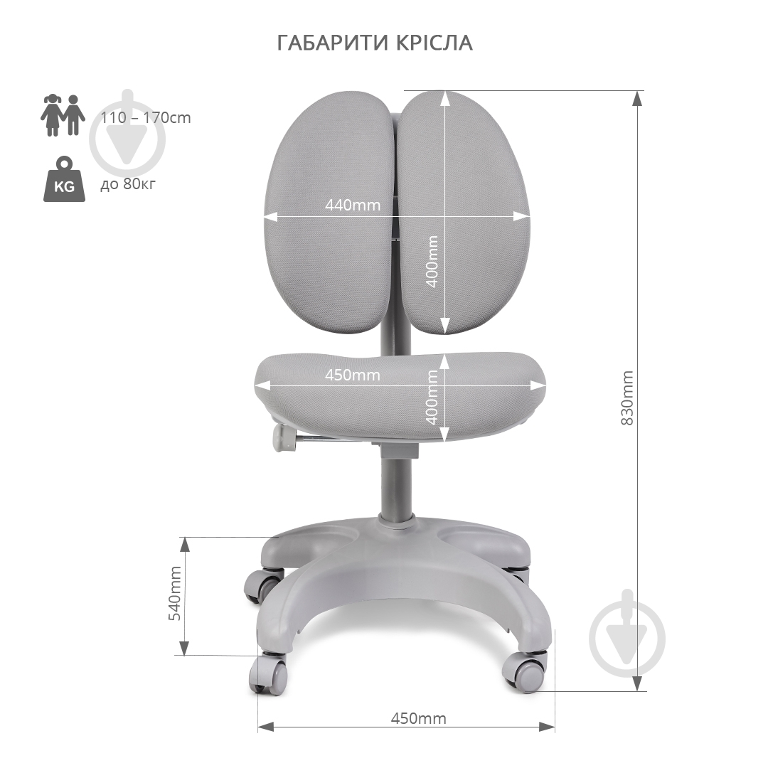 Кресло детское FunDesk Solerte серый - фото 7