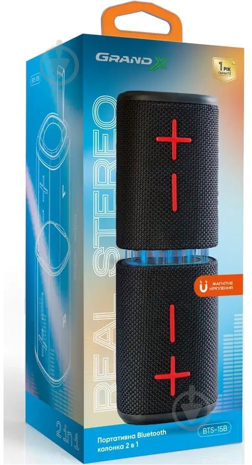 Портативная колонка Grand-X 2 в 1 2.0 black (BTS-15DB) - фото 5
