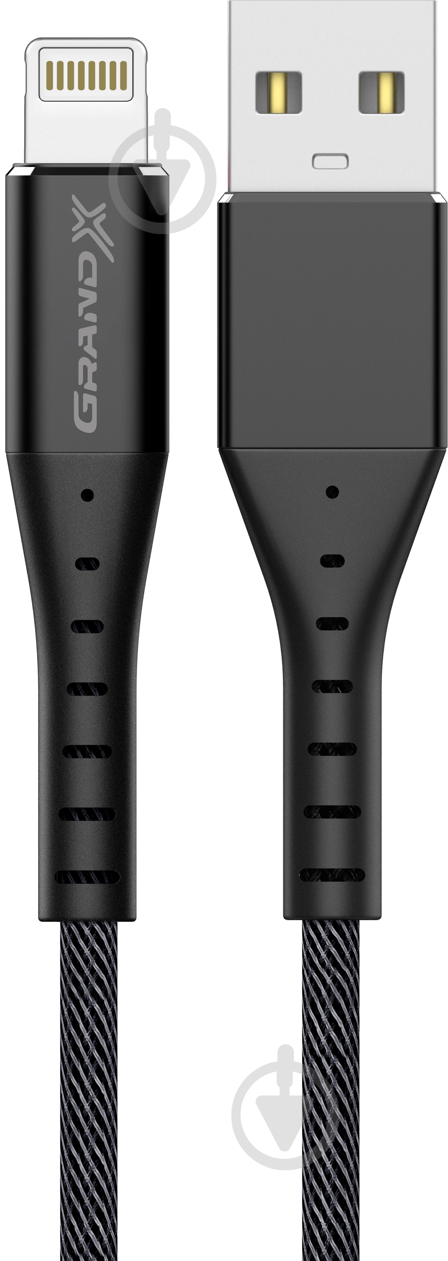 Кабель Grand-X USB-Lightning 1,2 м черный (FL-12) - фото 1