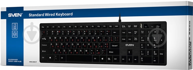 Клавиатура Sven Elegance 5600 USB+HUB black - фото 5 Клавиатура Sven Elegance 5600 USB+HUB black - фото 5
