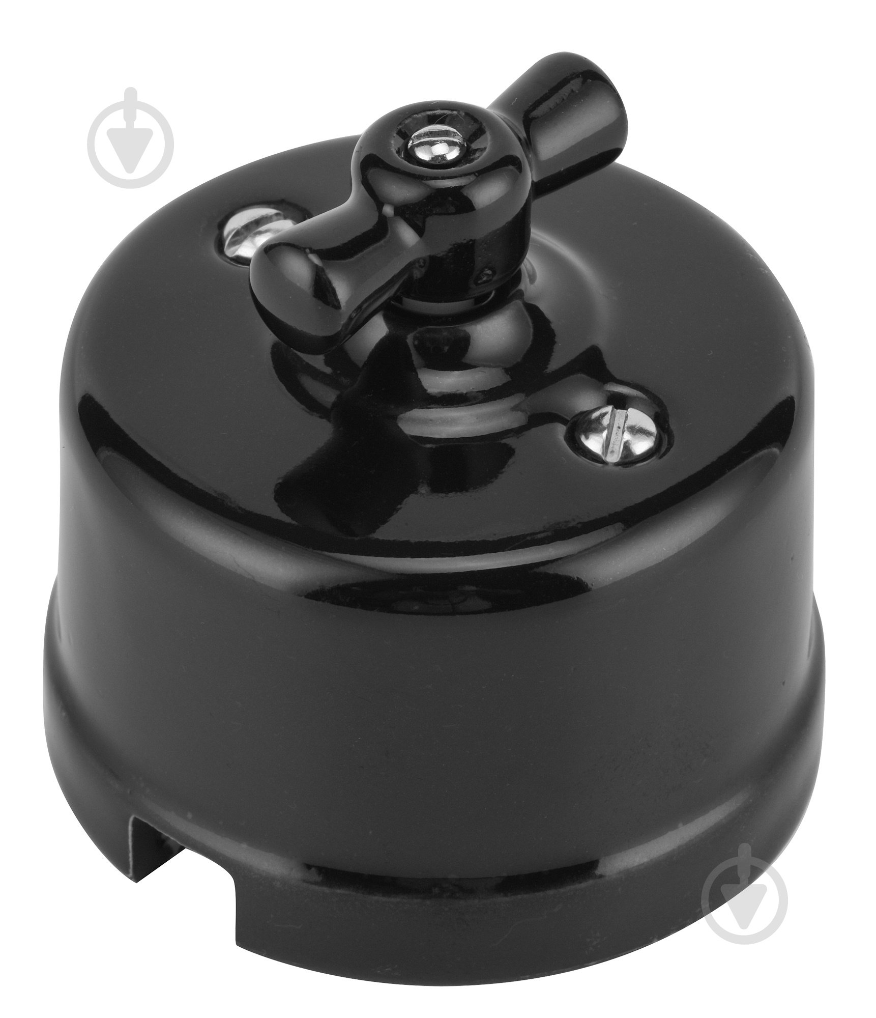 Выключатель тумблер одноклавишный Electraline IP20 без подсветки черный 70302 - фото 1