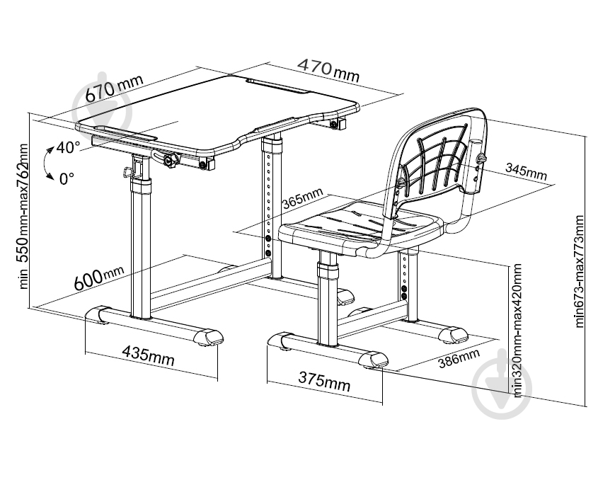 Комплект парта и стул-трансформер Cubby Olea Grey - фото 9
