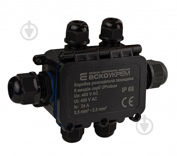 Коробка розподільча з кришкою АСКО-УКРЕМ захищена, 6 вводів, IP68 серії UProbox полікарбонат A0280010006 - фото 1 Коробка розподільча з кришкою АСКО-УКРЕМ захищена, 6 вводів, IP68 серії UProbox полікарбонат A0280010006 - фото 1
