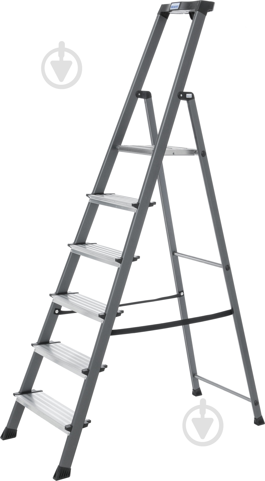 Лестница-стремянка Krause Securo 6 анодированная (126443) c органайзером - фото 1