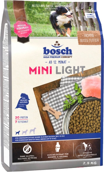 Корм для малых пород Bosch Petfood HPC Mini Light для собак 2,5 кг 2,5 кг - фото 1