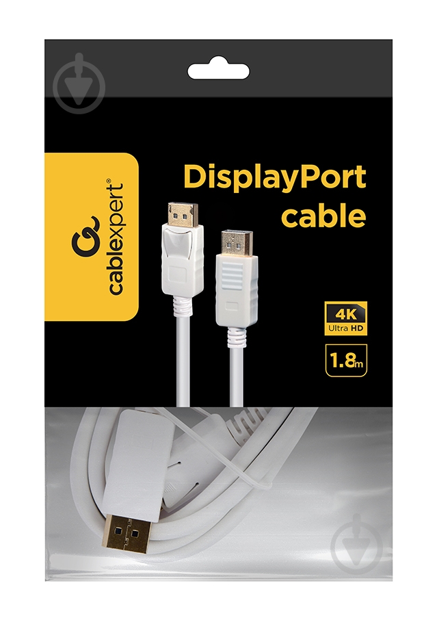 Кабель Cablexpert DisplayPort V1.2, 5К 30 Гц 1,8 м white (CC-DP2-6-W) - фото 2 Кабель Cablexpert DisplayPort V1.2, 5К 30 Гц 1,8 м white (CC-DP2-6-W) - фото 2
