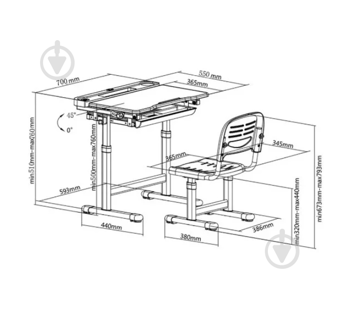 Комплект парта и стул-трансформеры Cubby Vanda Blue - фото 8 Комплект парта и стул-трансформеры Cubby Vanda Blue - фото 8
