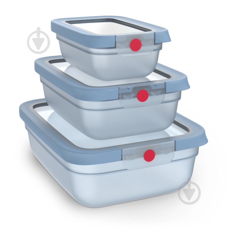 Набір контейнерів Tefal oneClick 3 шт. N1230210 - фото 1 Набір контейнерів Tefal oneClick 3 шт. N1230210 - фото 1