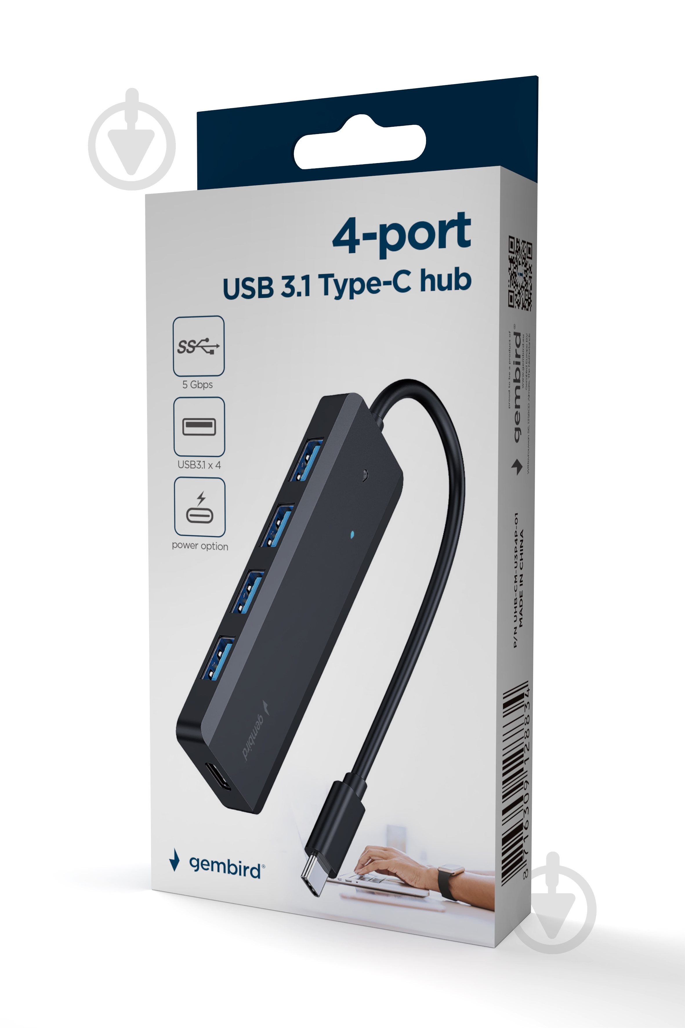 USB-хаб Gembird 4 порти USB 3.1,USB-C, USB-C PD - фото 4 USB-хаб Gembird 4 порти USB 3.1,USB-C, USB-C PD - фото 4
