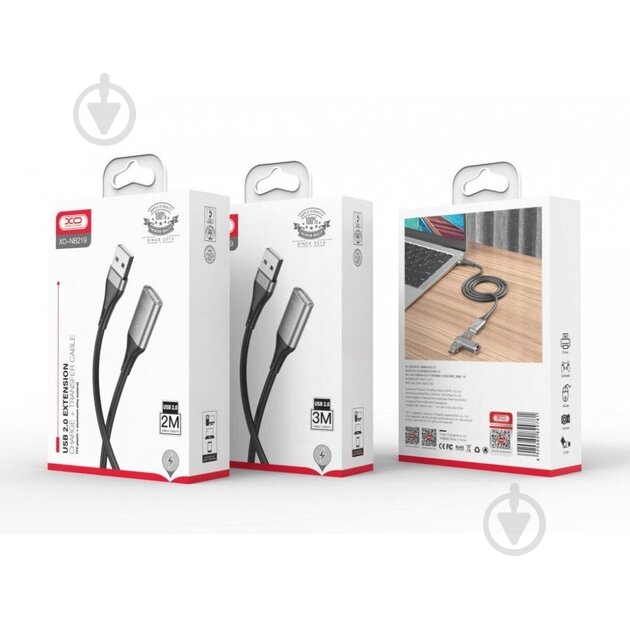 Кабель Xo USB A - USB A NB219 3 м black - фото 4 Кабель Xo USB A - USB A NB219 3 м black - фото 4