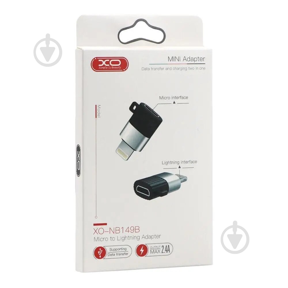 Адаптер Xo Micro B - Lightning NB149-B black - фото 2