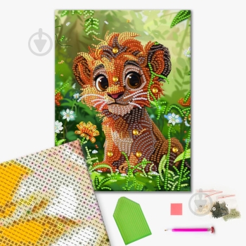 Алмазная мозаика Львенок 25х25 см Brushme - фото 1