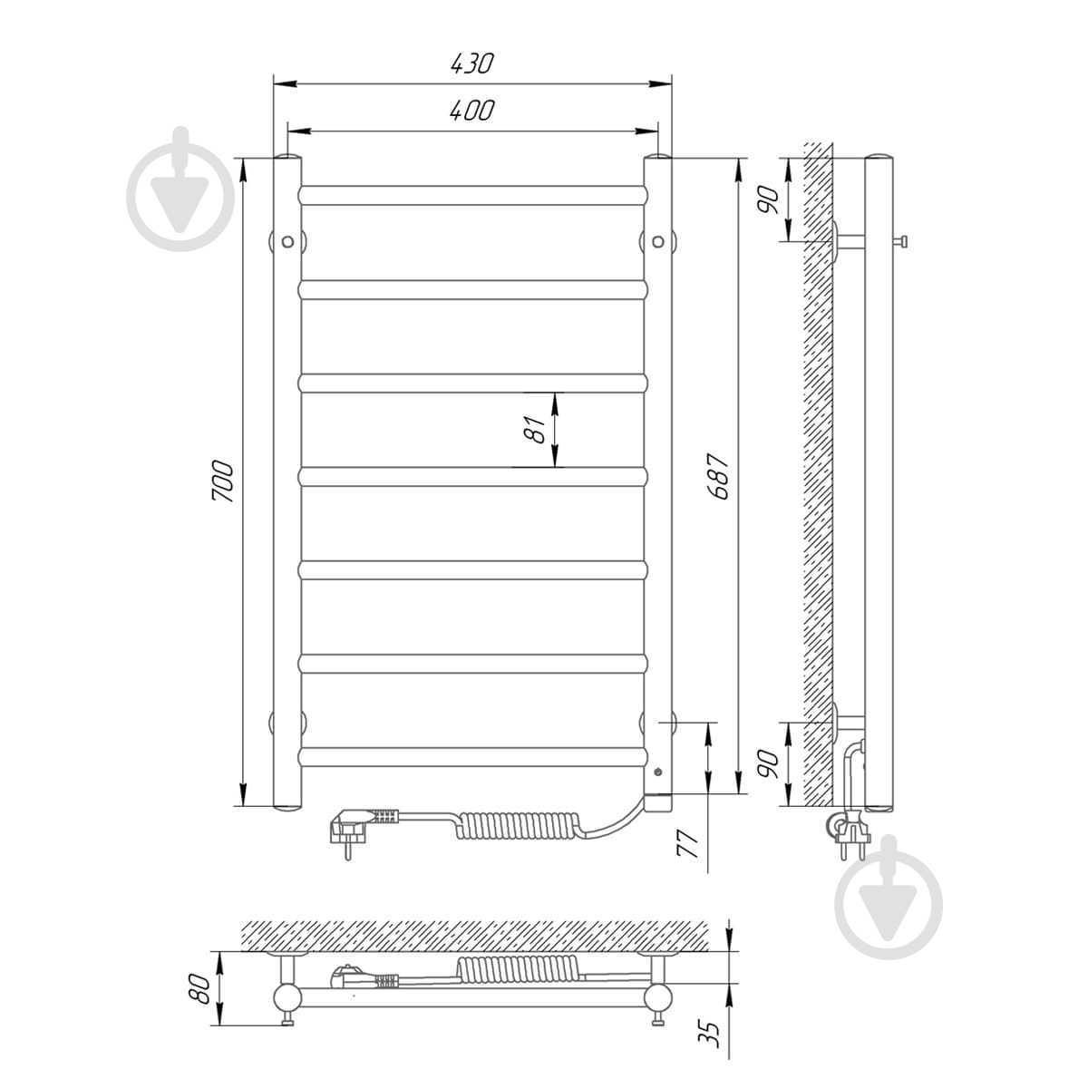 Полотенцесушитель Laris Альфа П7 400х700 Е П 73207458 - фото 6