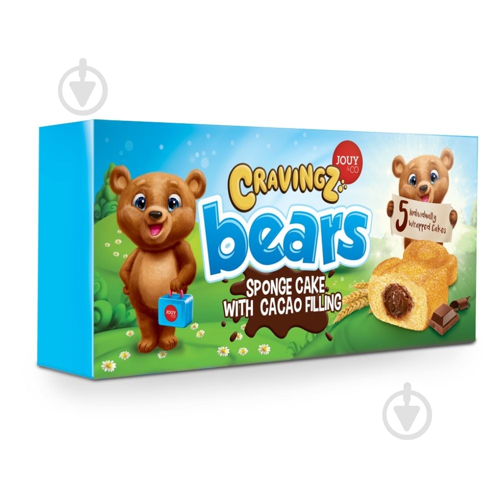 Бисквит Jouy & Co Cravingz Bears Golden Cake Cocoa - фото 1 Бисквит Jouy & Co Cravingz Bears Golden Cake Cocoa - фото 1