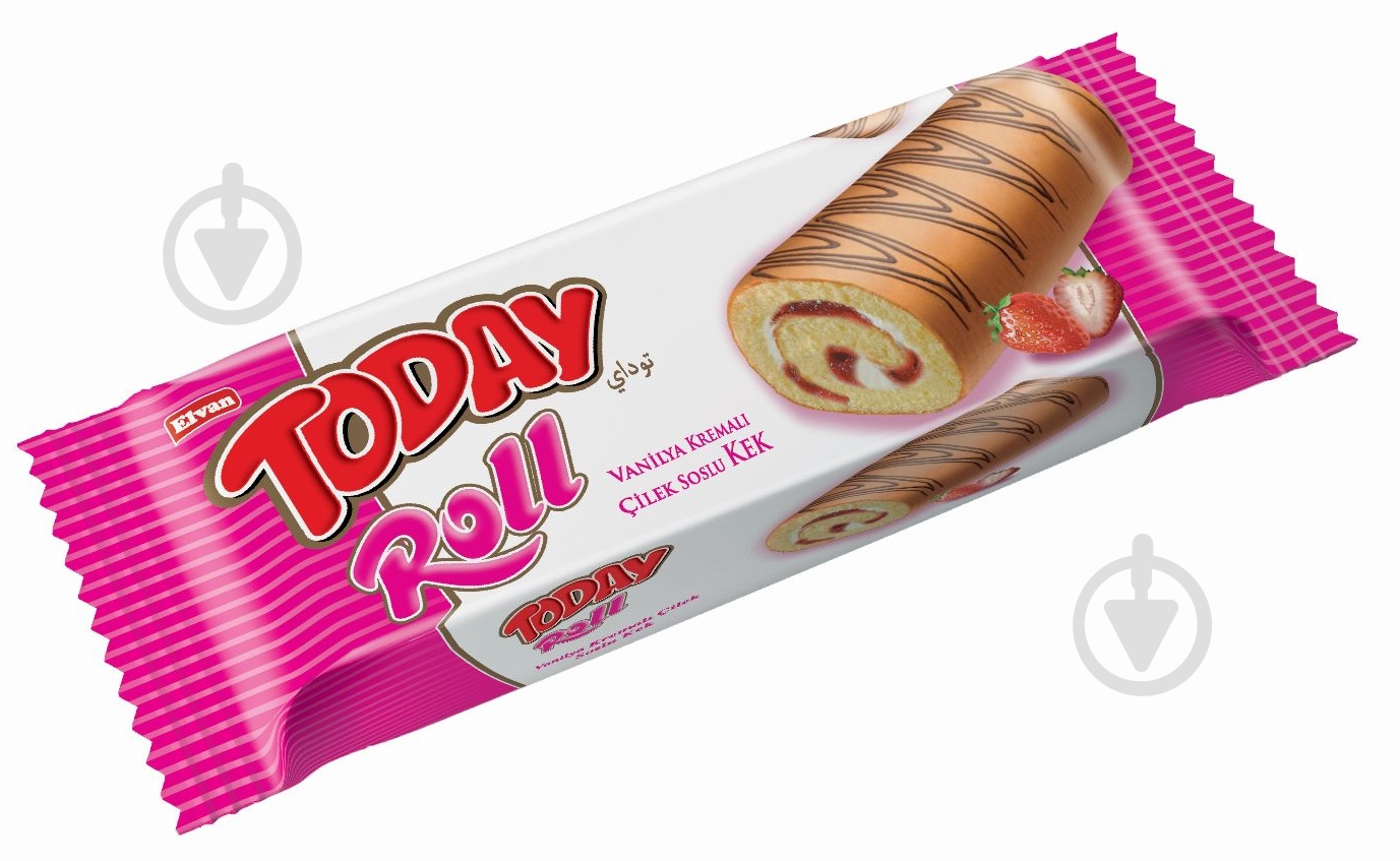 Мини-рулет Elvan TODAY SWISS ROLL STRAWBERRY 40GR - фото 1