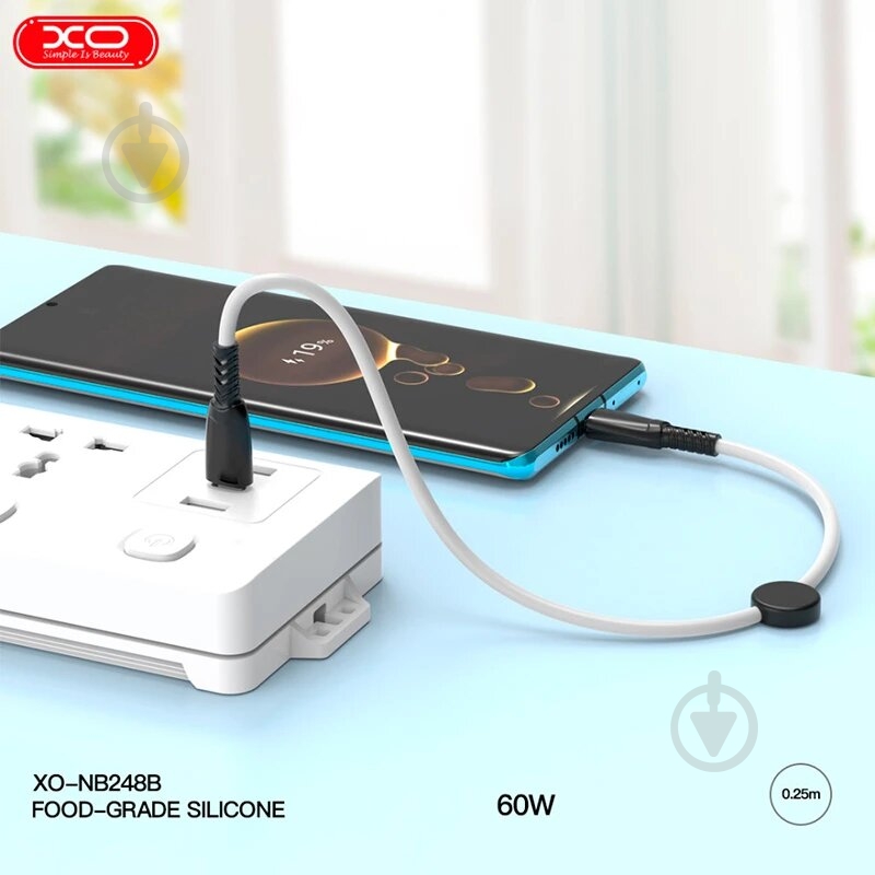Кабель Xo USB C - USB C NB-Q248B 0,25 м white - фото 2 Кабель Xo USB C - USB C NB-Q248B 0,25 м white - фото 2