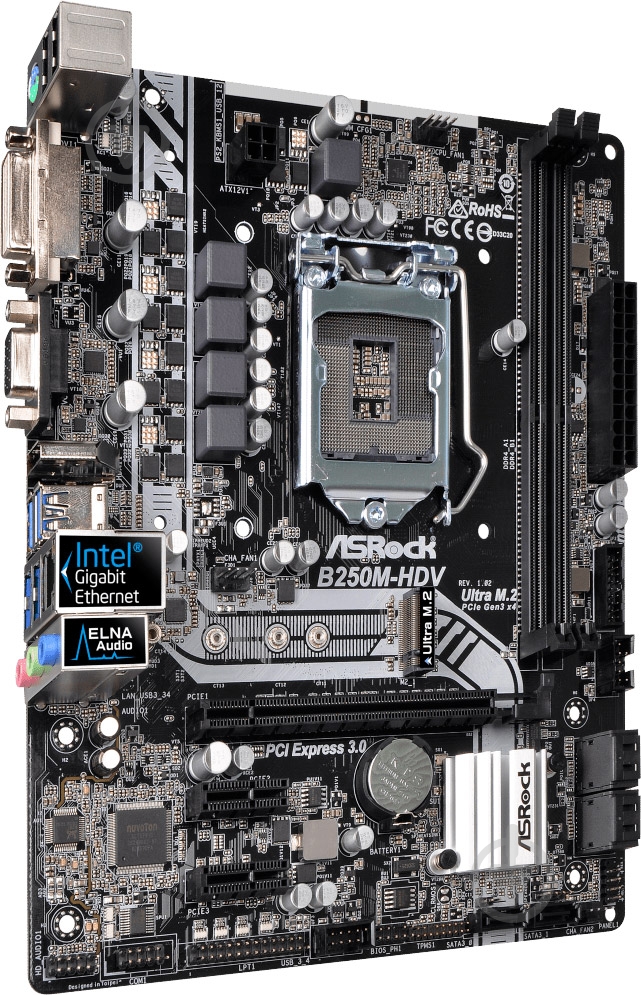 Материнская плата ASRock B250M-HDV (Socket 1151, Intel B250, mirco ATX) - фото 2 Материнская плата ASRock B250M-HDV (Socket 1151, Intel B250, mirco ATX) - фото 2
