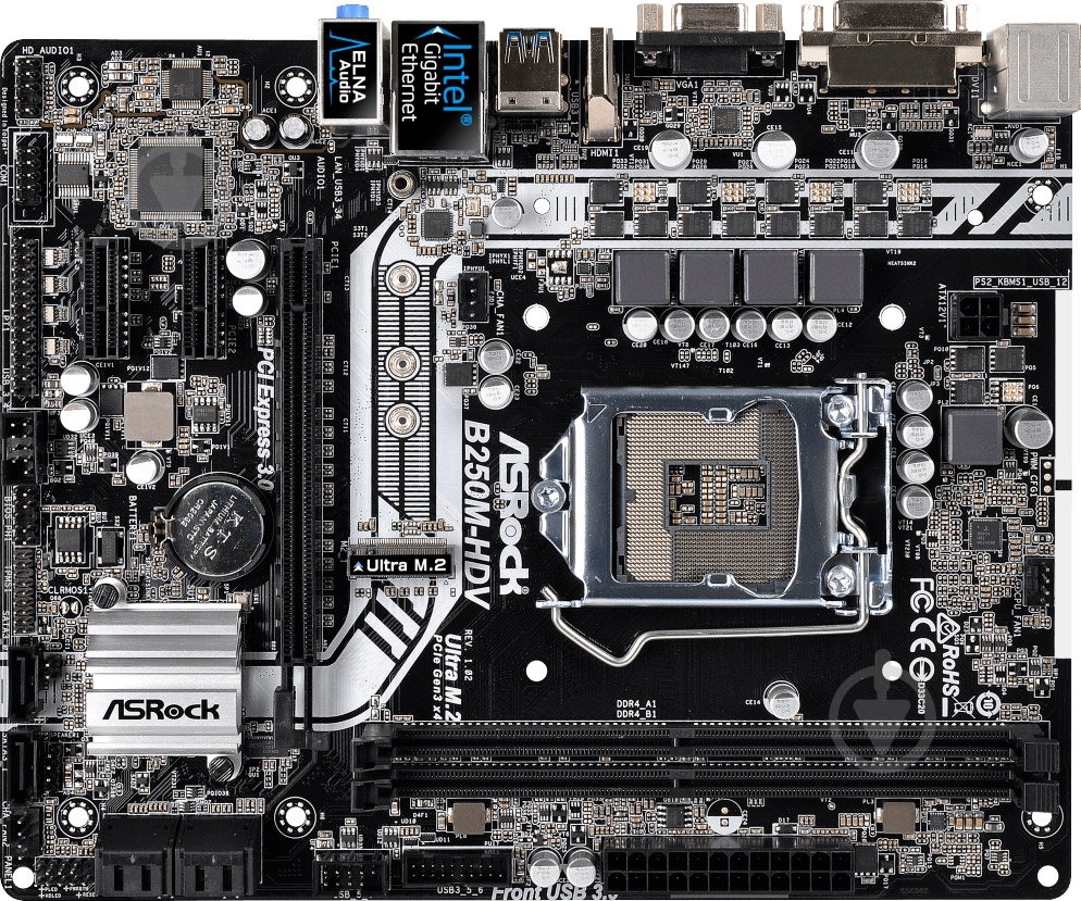 Материнская плата ASRock B250M-HDV (Socket 1151, Intel B250, mirco ATX) - фото 1 Материнская плата ASRock B250M-HDV (Socket 1151, Intel B250, mirco ATX) - фото 1