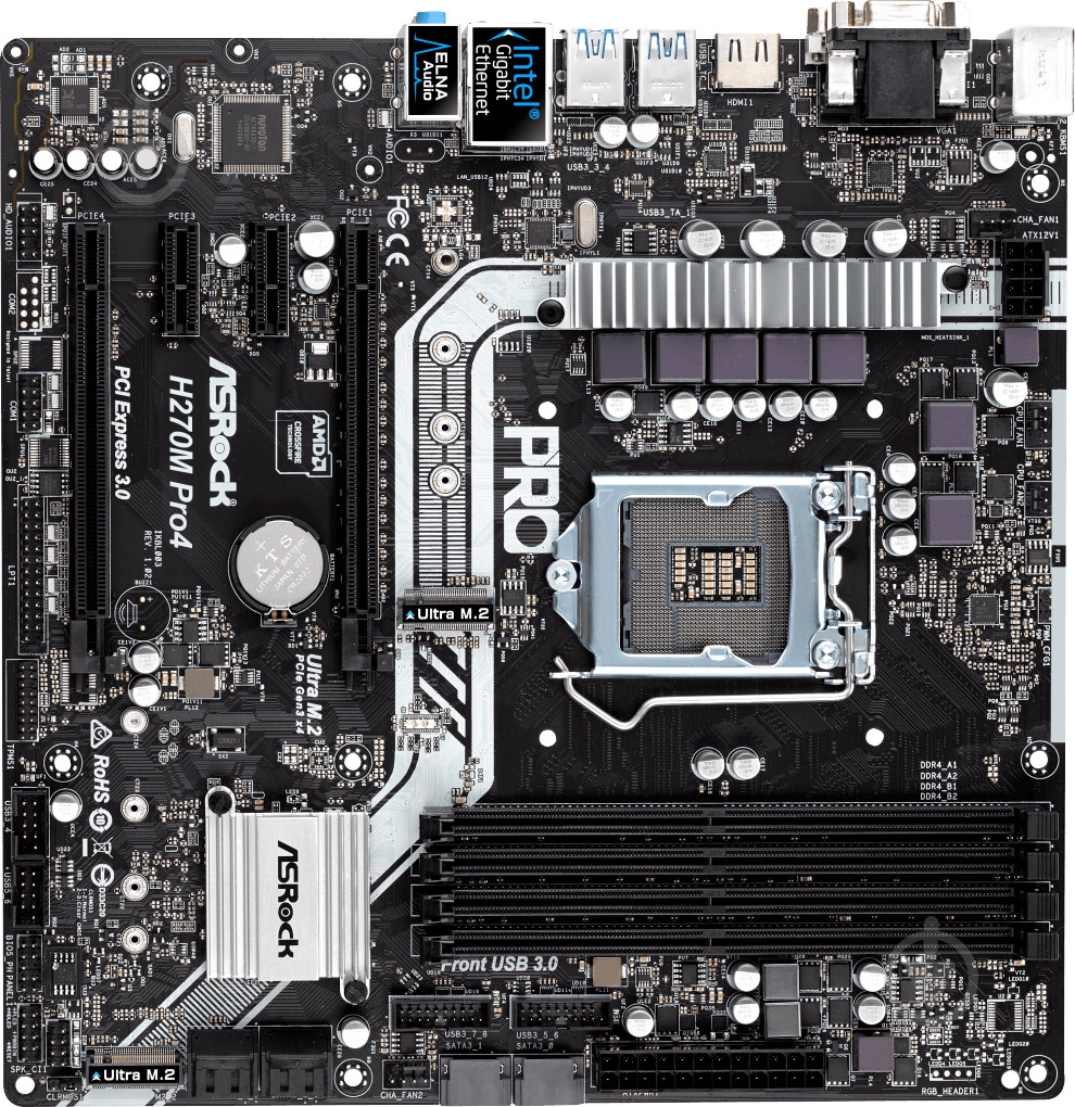 Материнська плата ASRock H270M_PRO4 (Socket 1151, Intel H270, mirco ATX) - фото 1