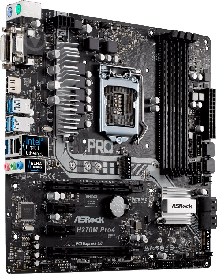 Материнська плата ASRock H270M_PRO4 (Socket 1151, Intel H270, mirco ATX) - фото 2