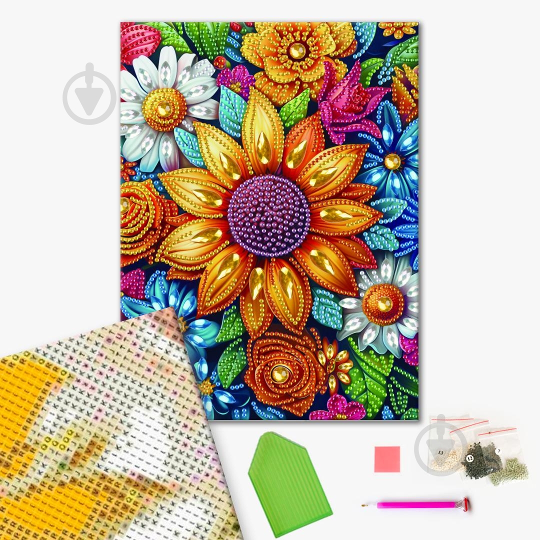 Алмазная мозаика Цветы 25х25 см Brushme - фото 1