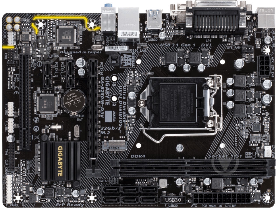 Материнська плата Gigabyte GA-B250M-D3V (Socket 1151, Intel B250, mirco ATX) - фото 1 Материнська плата Gigabyte GA-B250M-D3V (Socket 1151, Intel B250, mirco ATX) - фото 1