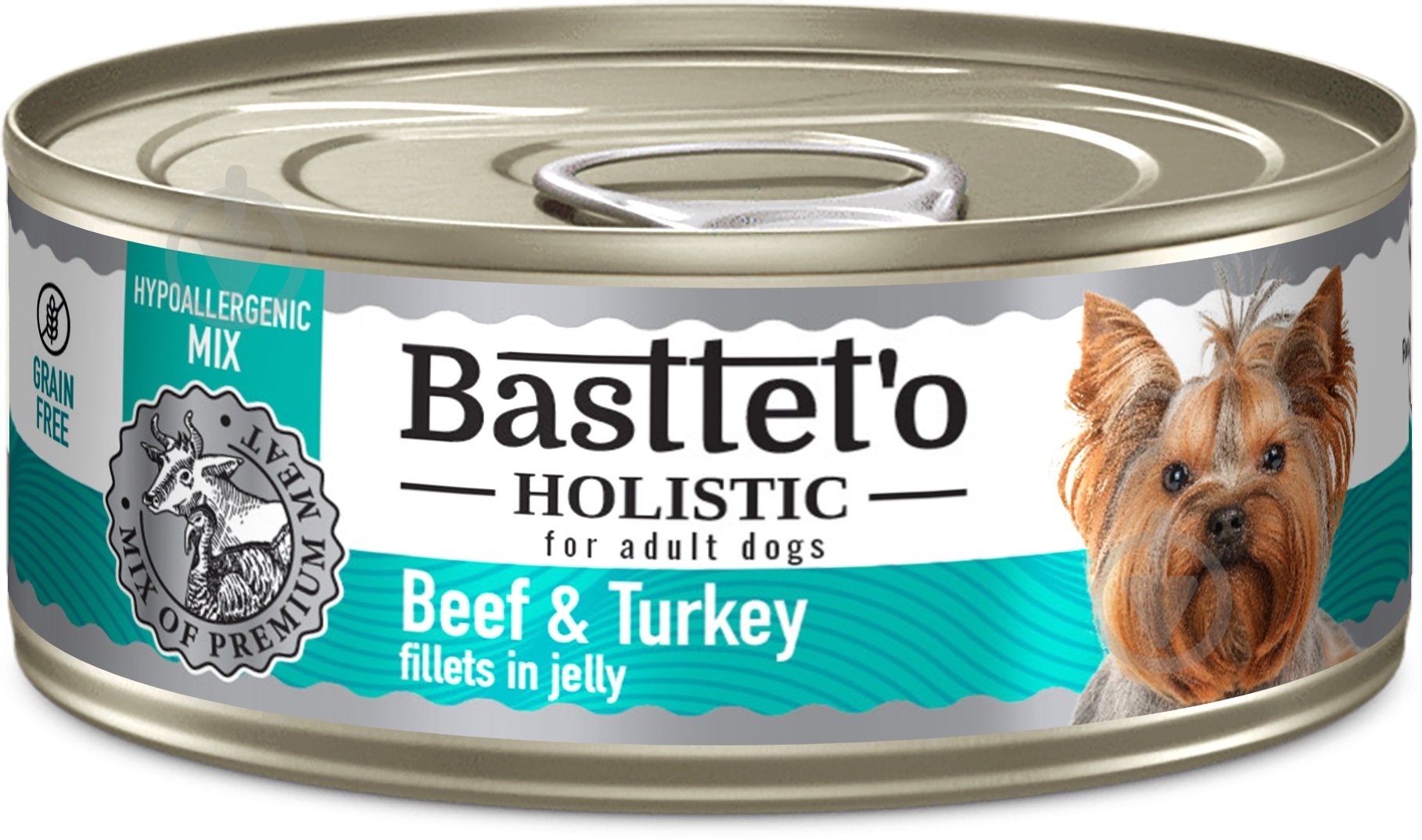 Консерва Basttet`o для собак Holistic микс Телятина с индейкой, в желе 85 г - фото 1