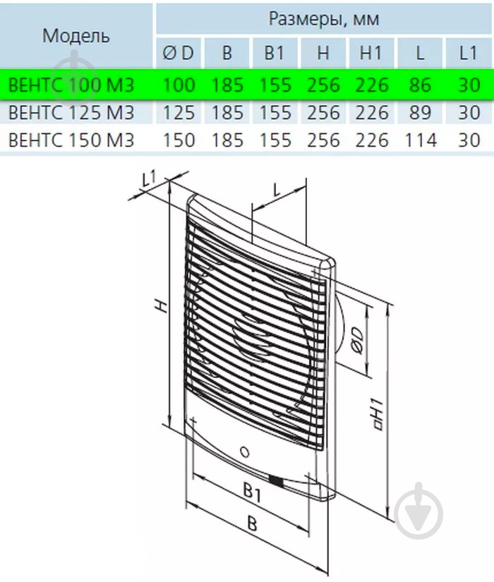 Вытяжной вентилятор Вентс М3ТН 100 - фото 2