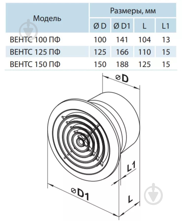 Вытяжной вентилятор Вентс ПФ прес 100 - фото 2
