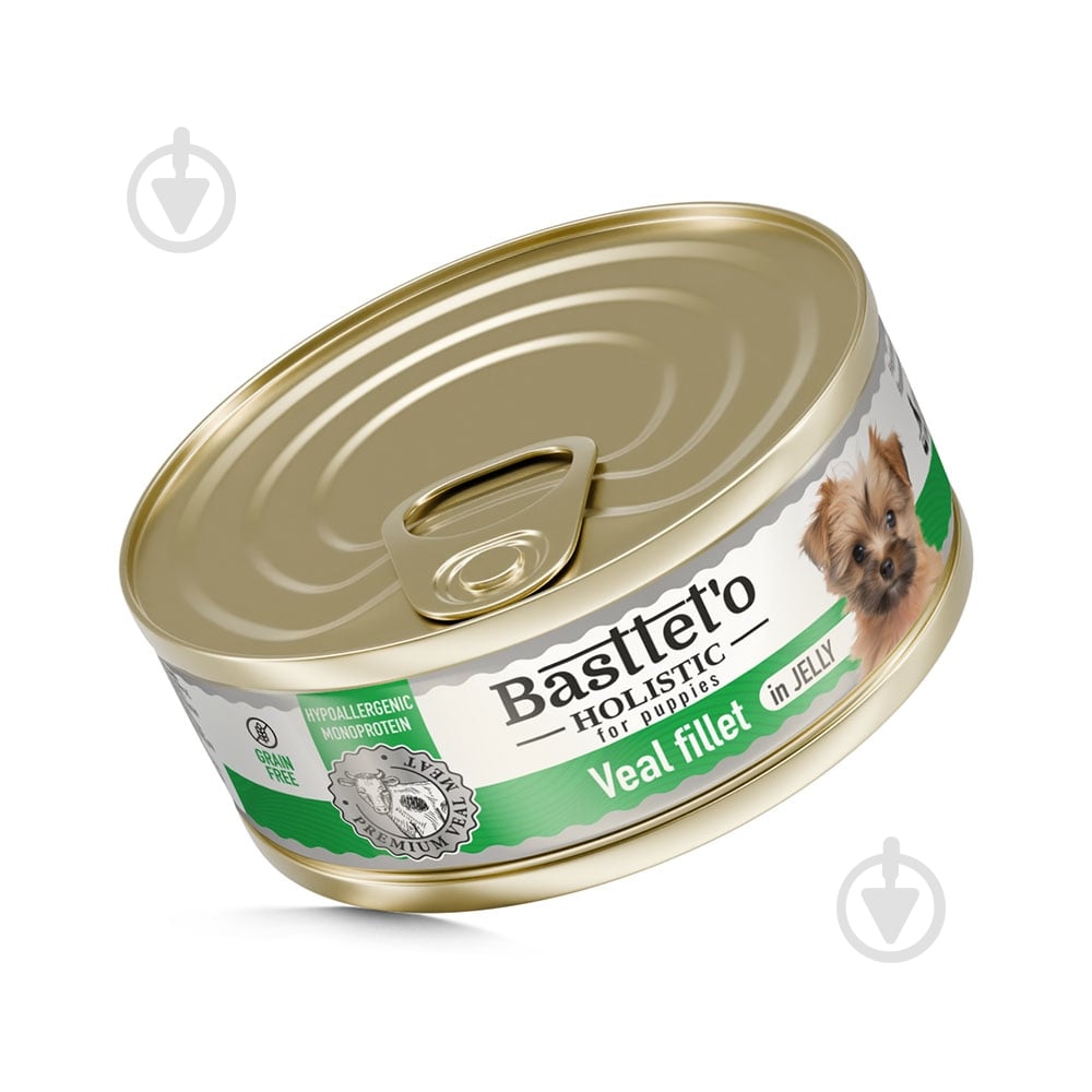 Корм влажный Basttet`o для собак Holistic кусочки филе телятины, в желе 85 г - фото 1 Корм влажный Basttet`o для собак Holistic кусочки филе телятины, в желе 85 г - фото 1