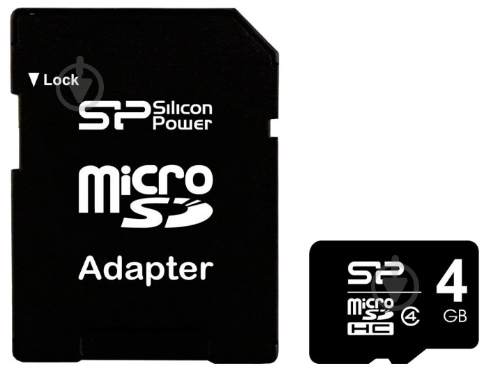 Флеш память USB Silicon Power MicroSDHC 4GB Class 4 + SD-adapter - фото 1 Флеш память USB Silicon Power MicroSDHC 4GB Class 4 + SD-adapter - фото 1